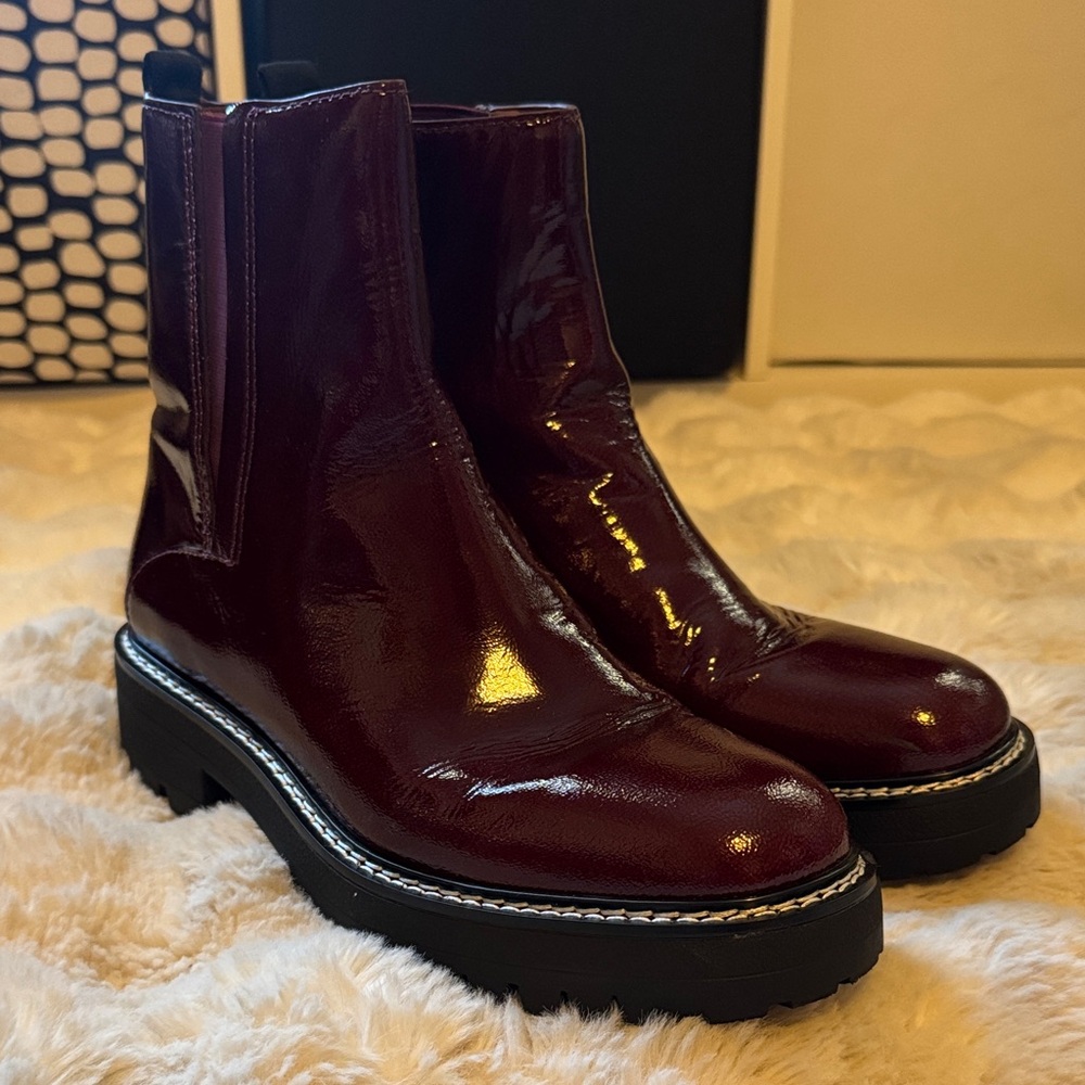 SARTO By Franco Sarto Glossy Bordeaux Ankle Boots
